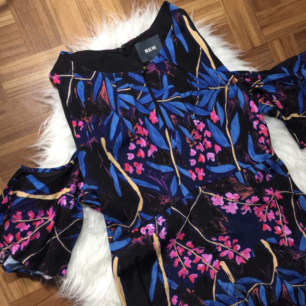 Maeve Elia Black Floral Cold shoulder dress